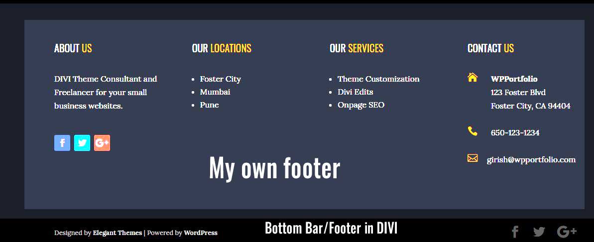 Bottom Bar/Bottom Footer in DIVI
