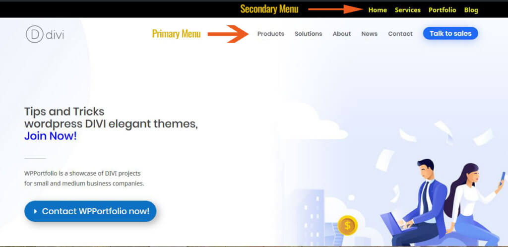 Location of Primary and Secondary menu in DIVI