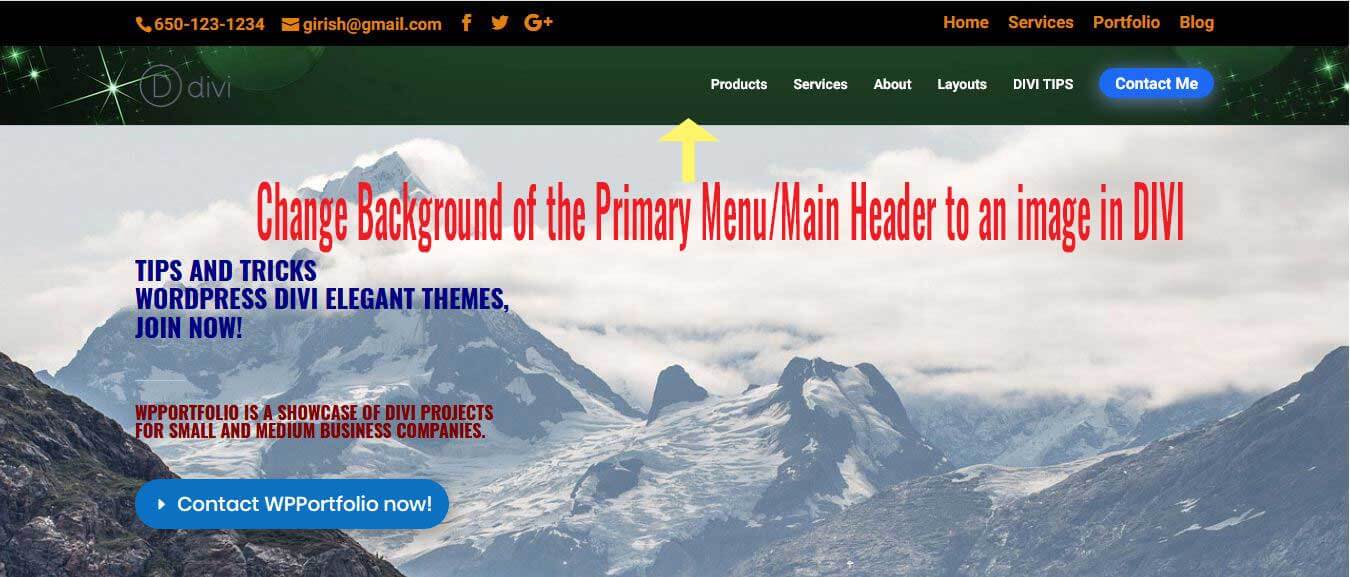 Primary Menu with Background Image - DIVI