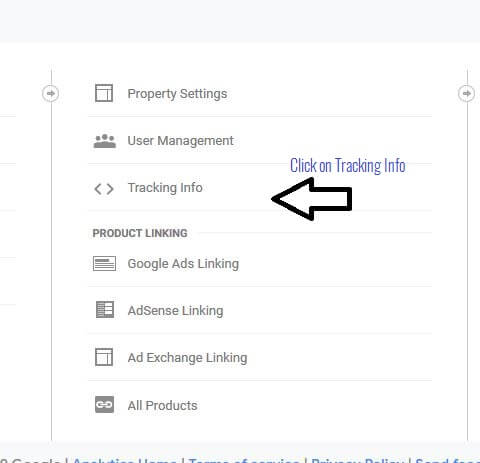 Google Analytics - Click on Tracking Info